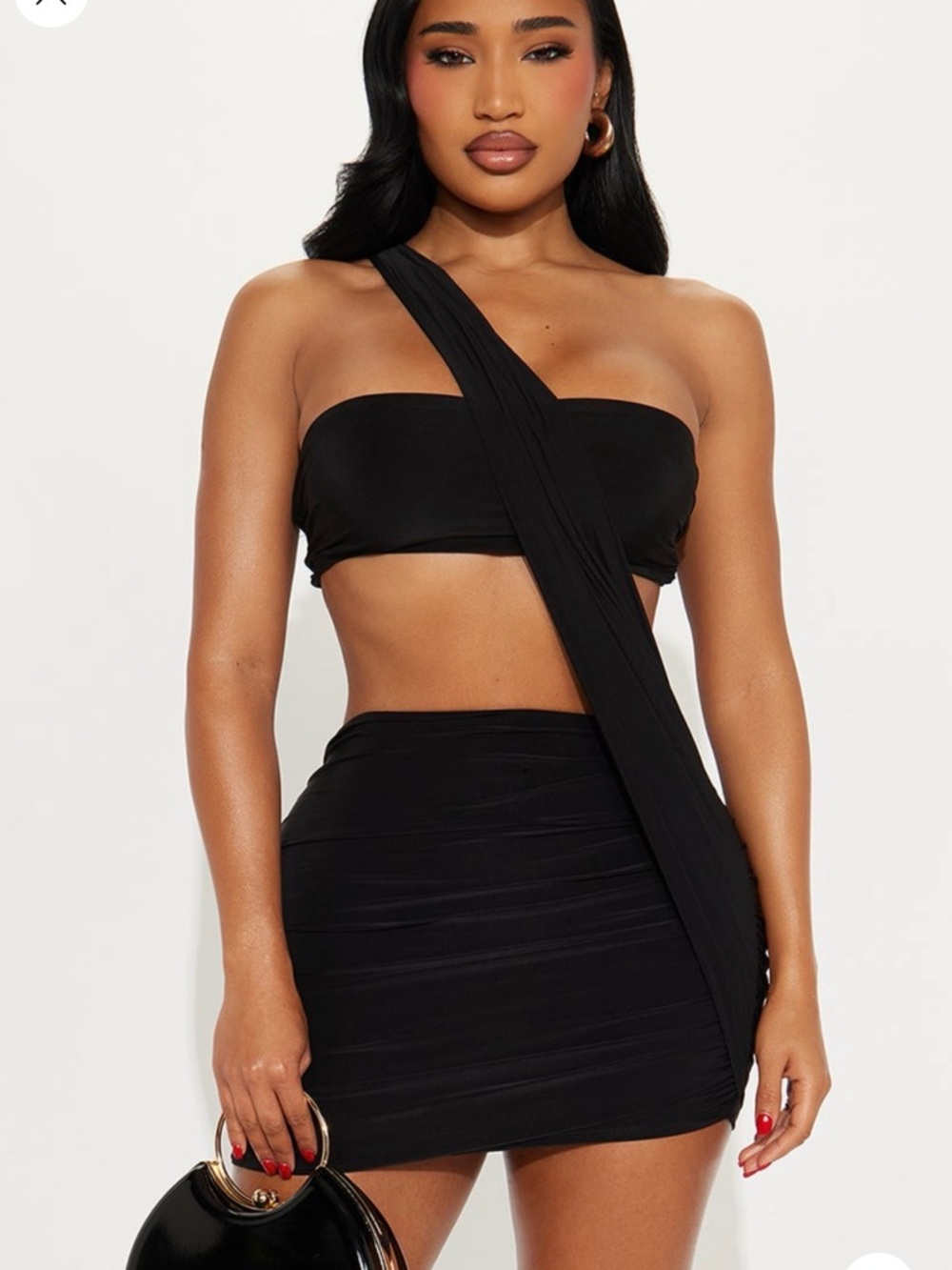 Black One-Shoulder Wrap Dress